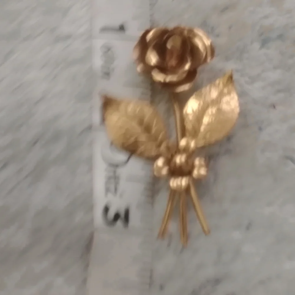Vintage Coro Gold-Tone Rose Brooch | Signed Floral Pin with Textured Leaves